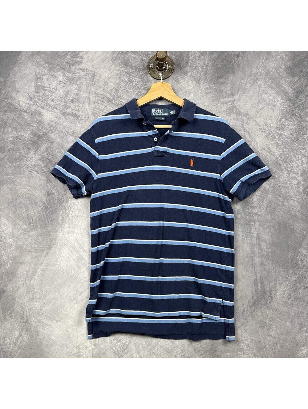 Vintage Polo Ralph Lauren Polo Navy Blue Stripe Shirt Size M
